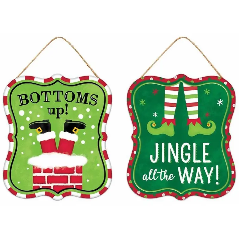 7" Embossed Christmas Sign Tin Ornament