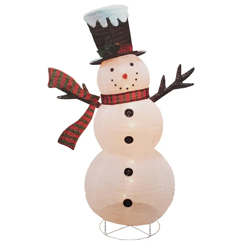 72" Lighted Lantern Snowman with Top Hat Sculpture