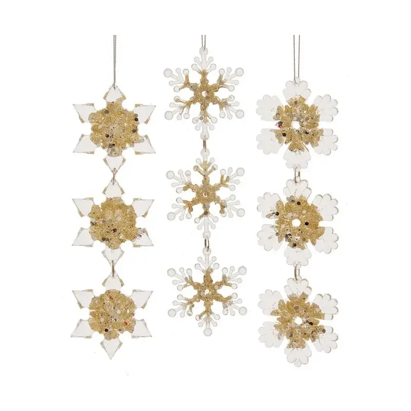 8.2" Light Gold and Clear Snowflake Ornament