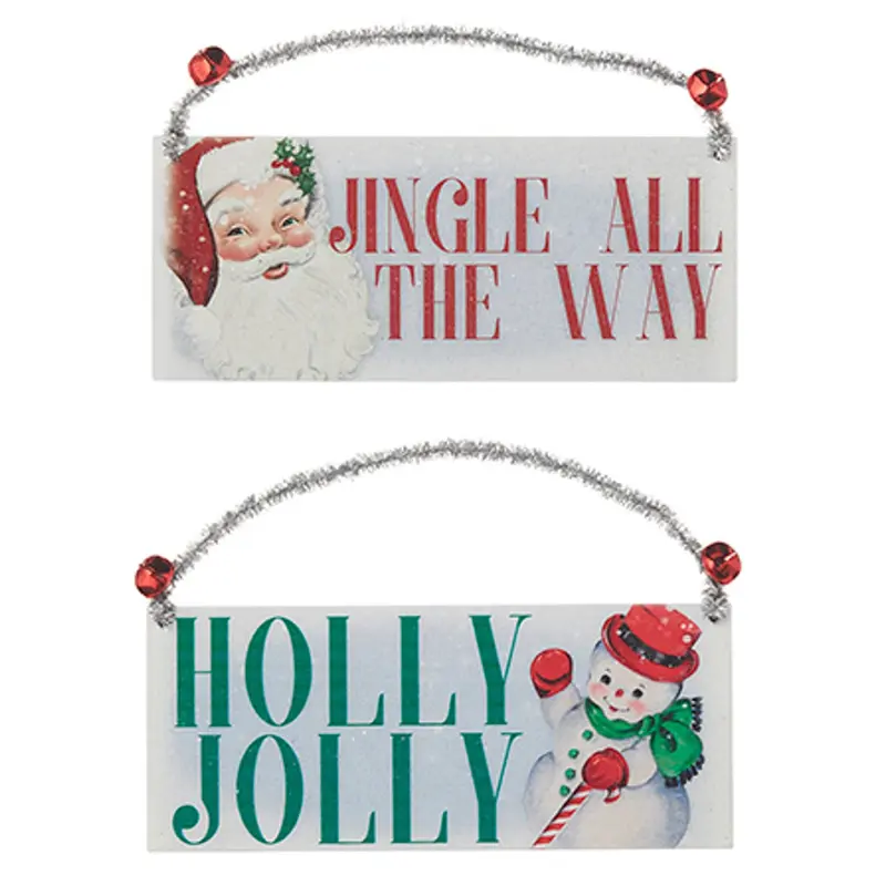 8" Vintage Christmas Art Ornament Sign