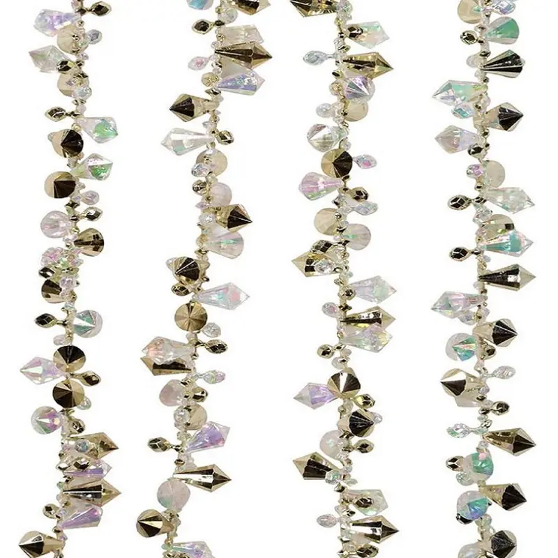 9' Iridescent and Gold Beaded Garland