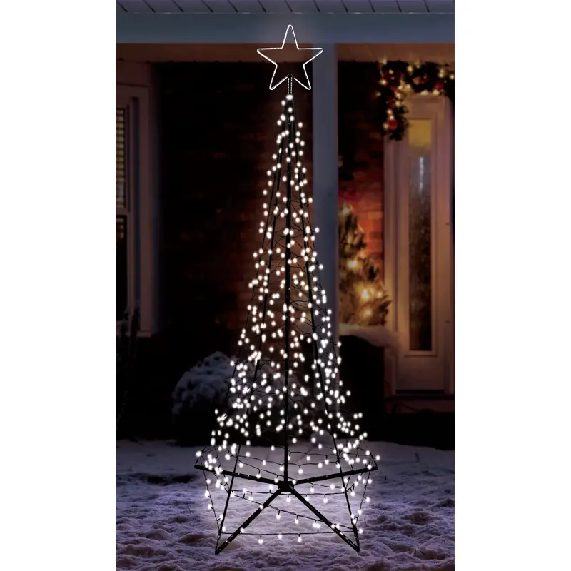 9' LED Spire Tree With Star Yard Art Decoration