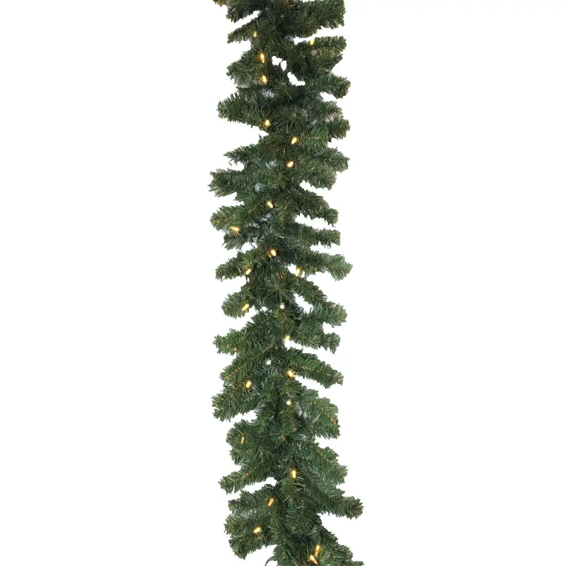 9' Tiffany Christmas Garland Pre-Lit with 50 Warm White Lights