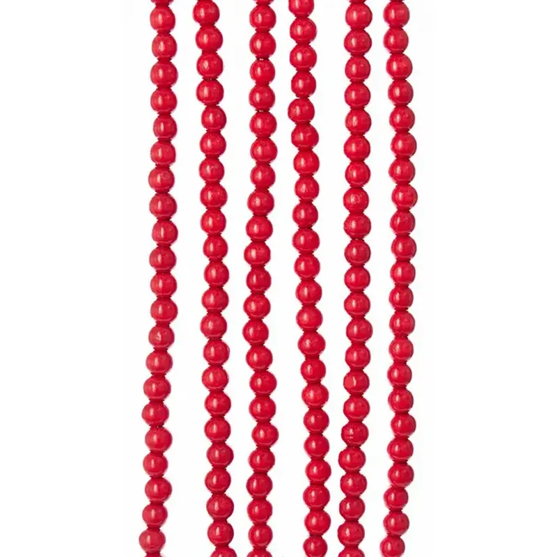 9' Wooden Red Beaded Garland