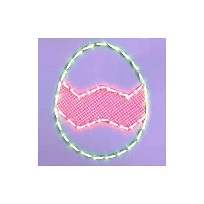 Lighted Green with Pink Chevron Stripe Easter Egg Window Silhouette