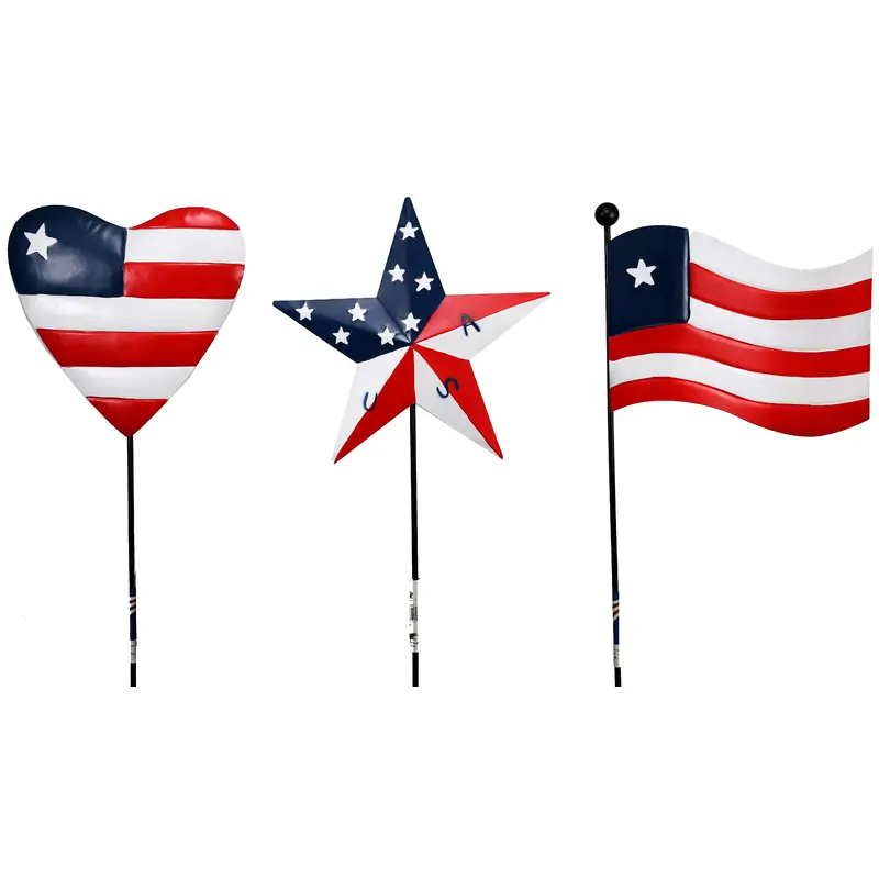 Metal Patriotic Flag Garden Stake Lawn Decoration