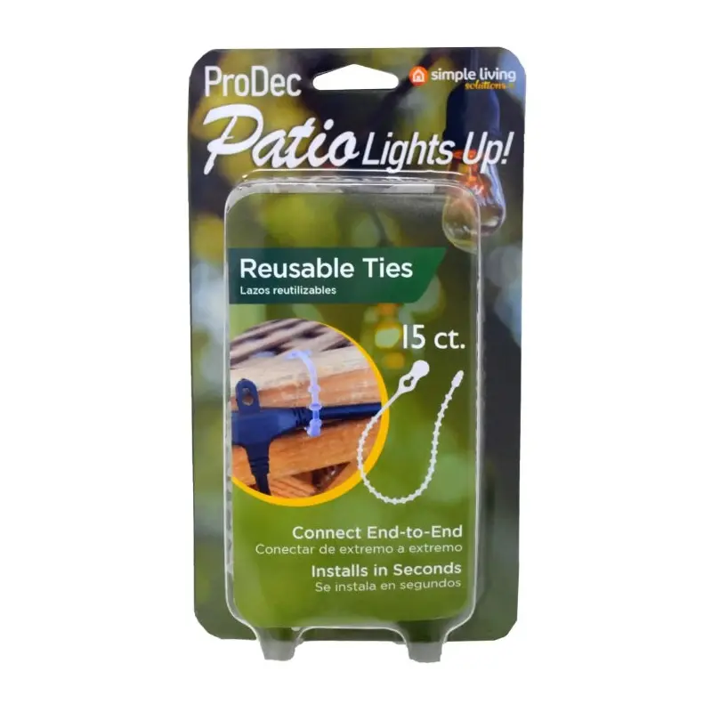 Set of 15 Reusable Light Ties for Outdoor Lighting