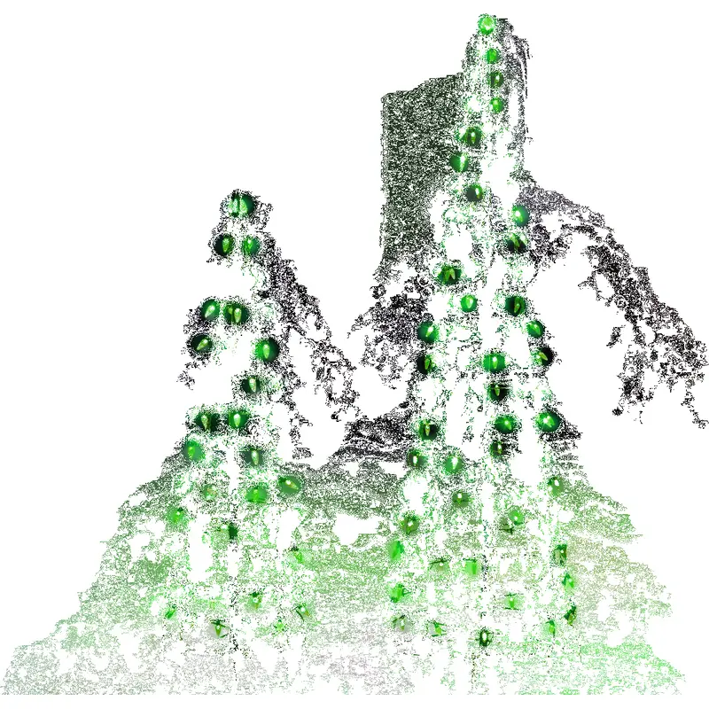 Set of 2 Wire Cone Trees with Green Twinkling LED Lights