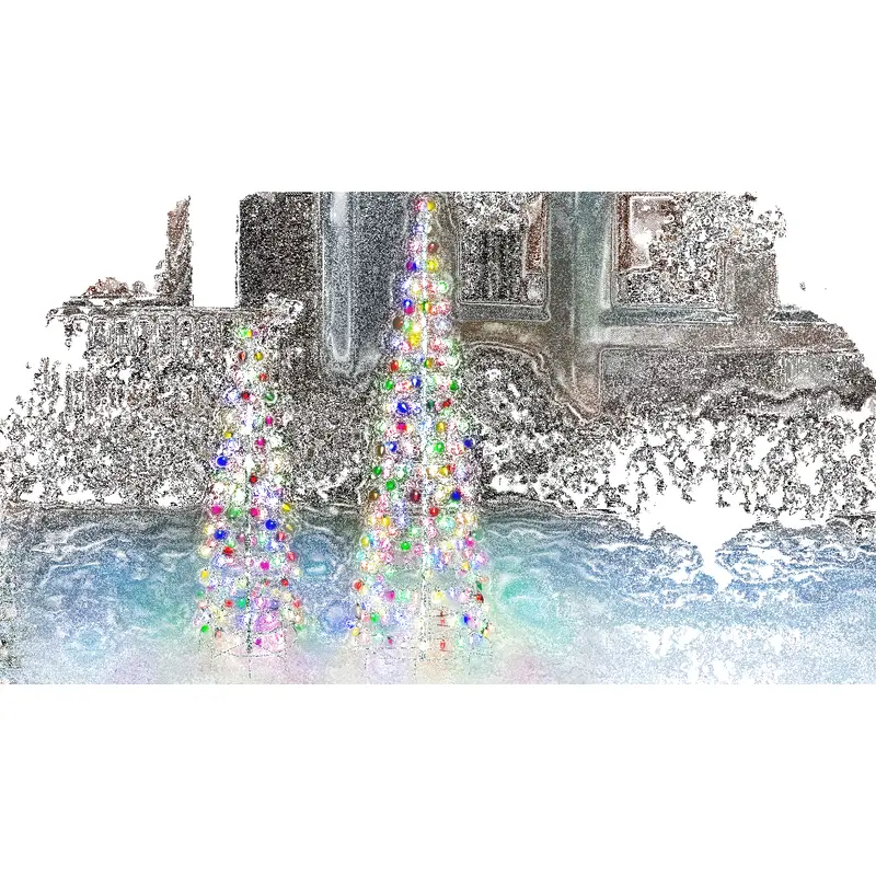 Set of 2 Wire Cone Trees with Multi-Colored Twinkling LED Lights