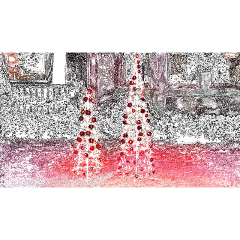 Set of 2 Wire Cone Trees with Red Twinkling LED Lights