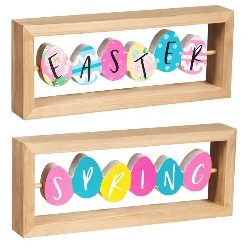 Wood Easter Egg Table Dcor