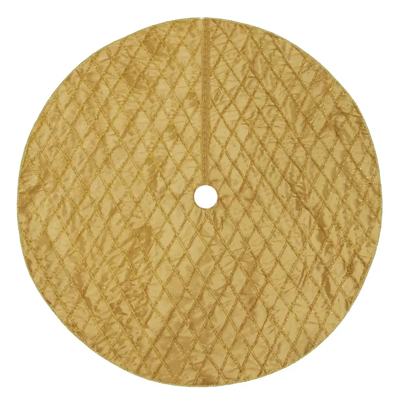 48" Gold and Glitter Criss-Cross Silk Tree Skirt