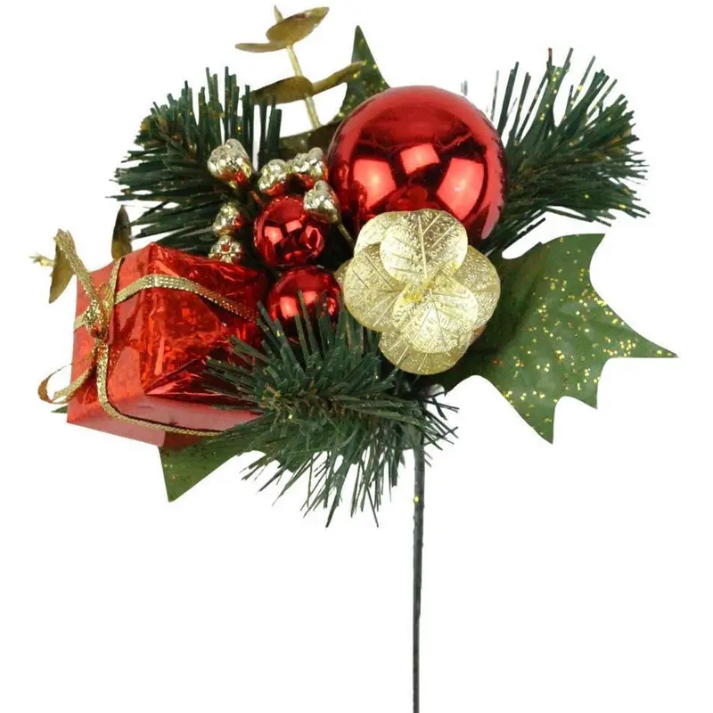 8" Festive Present, Bauble, Pine Cone, Berry & Pine Pick