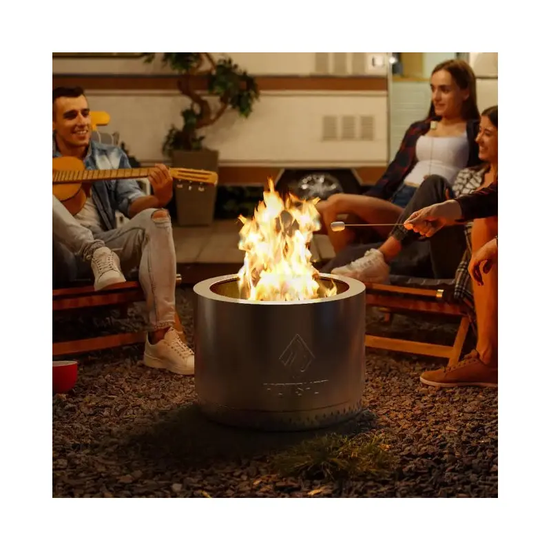 HotShot Explorer Portable Low Smoke 19.5" Round Wood-Burning Fire Pit with Carry Bag