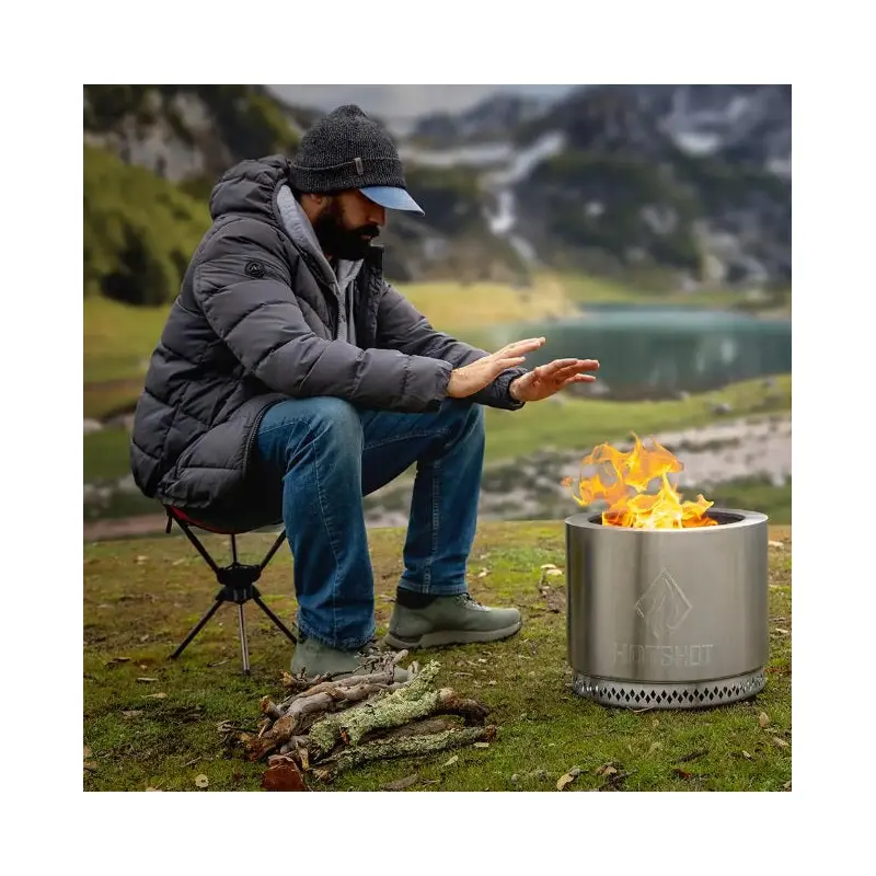 HotShot Traveler Portable Low Smoke 15" Round Wood-Burning Fire Pit with Carry Bag
