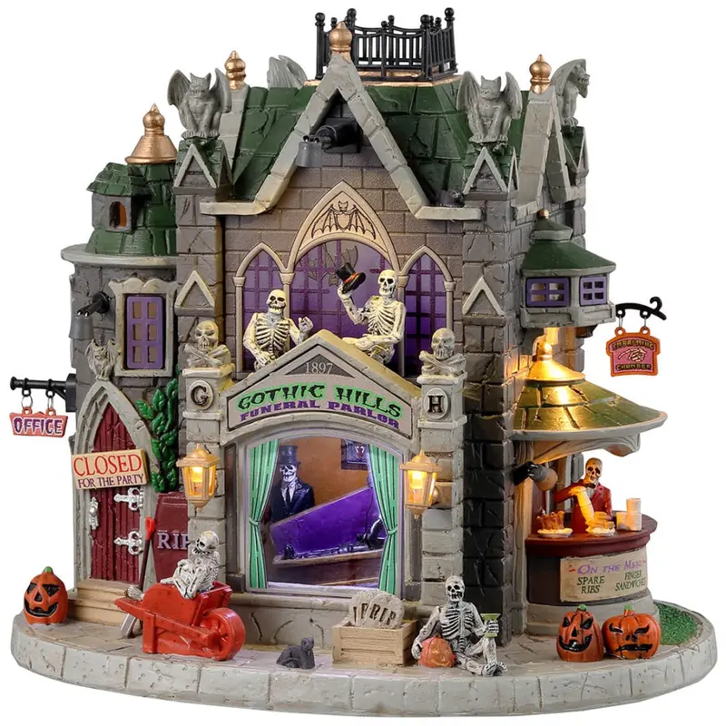 Lemax Spooky Town Gothic Hills Funeral Parlor #35002