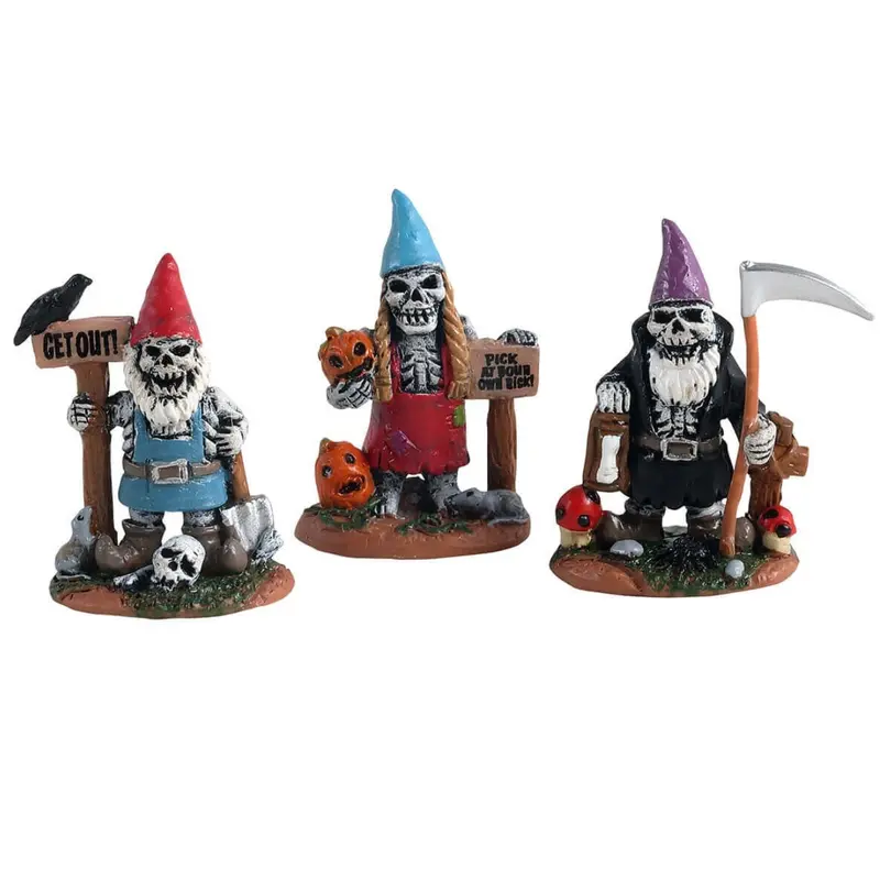 Lemax Spooky Town Skeleton Garden Gnomes, Set of 3 #14832