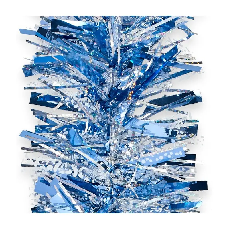 10' Deluxe Blue and Silver Tinsel Garland
