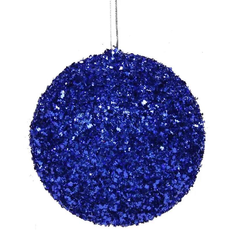 100MM Royal Blue Glitter Ball Ornament