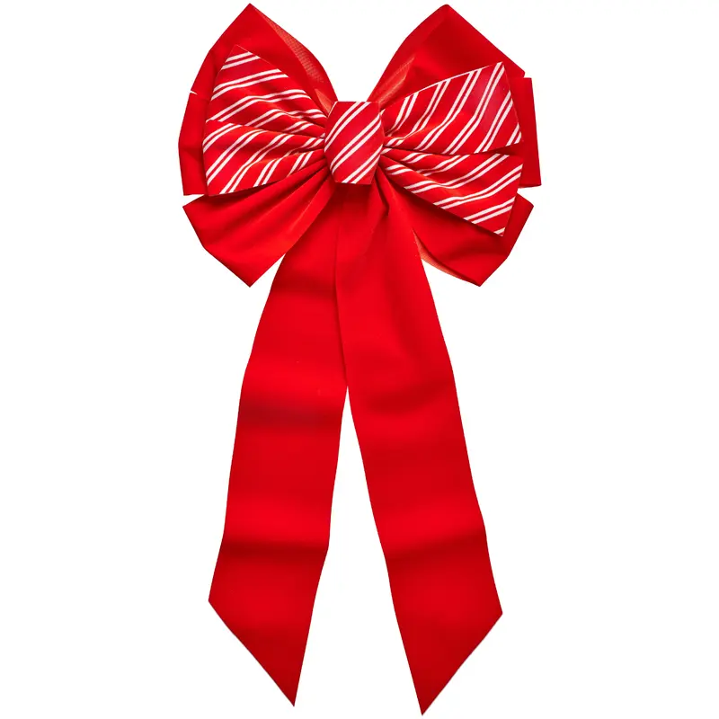 11-Loop Red Velvet Candy Cane Bow