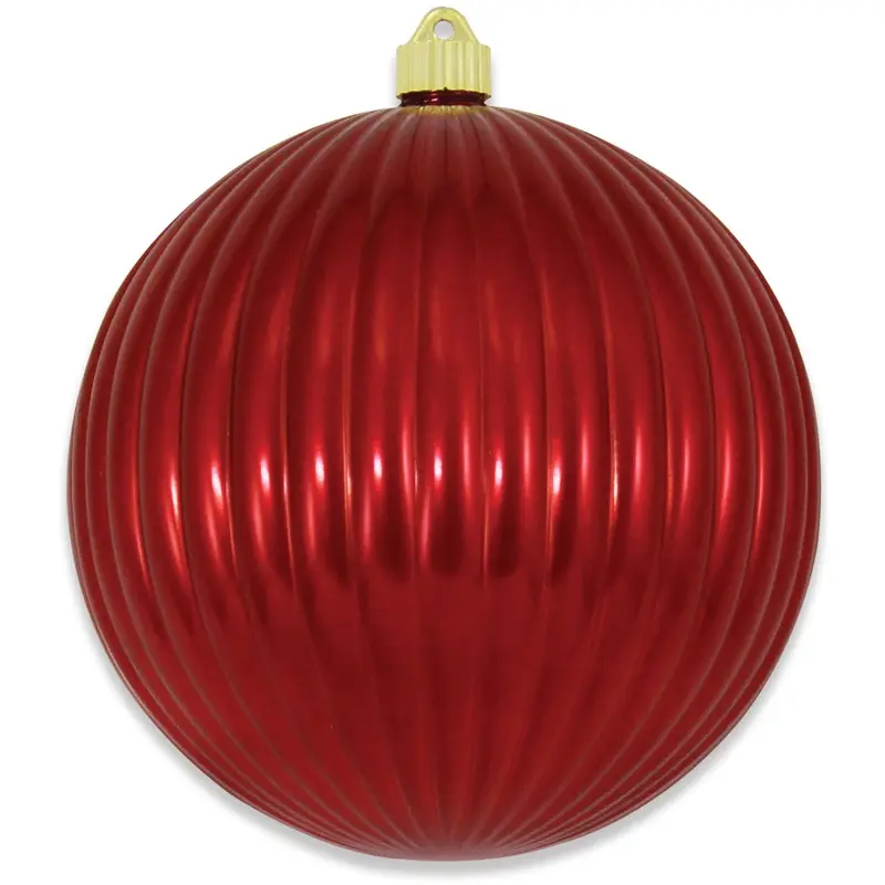200MM Sonic Red Shatterproof Ripple Ball Ornament