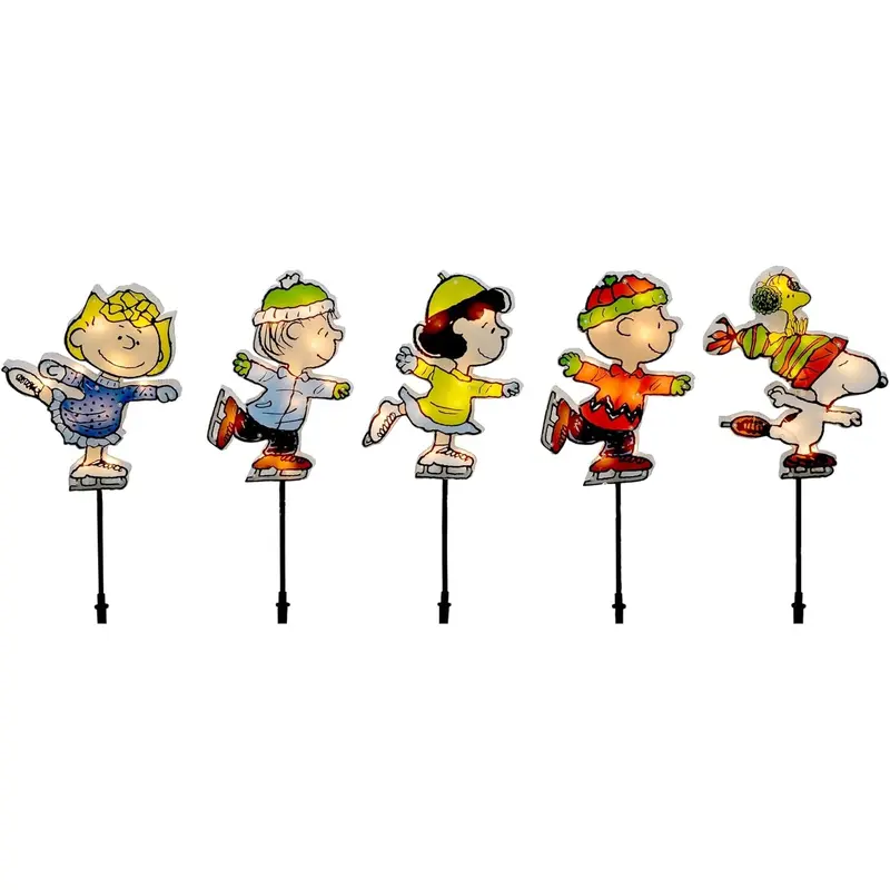 26" Peanuts Skating Christmas Pathway Markers (Set of 5)