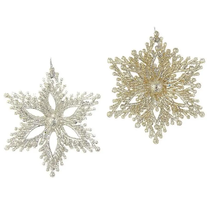 3" Platinum Glitter Snowflake Acrylic Ornaments