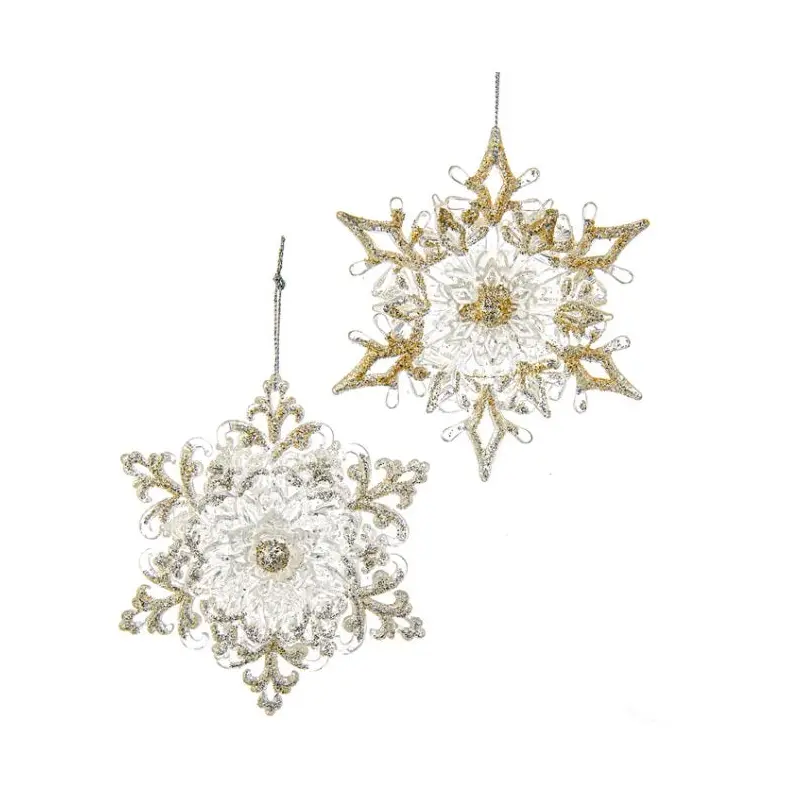 4.5" Silver Glitter Plastic Snowflake Ornament