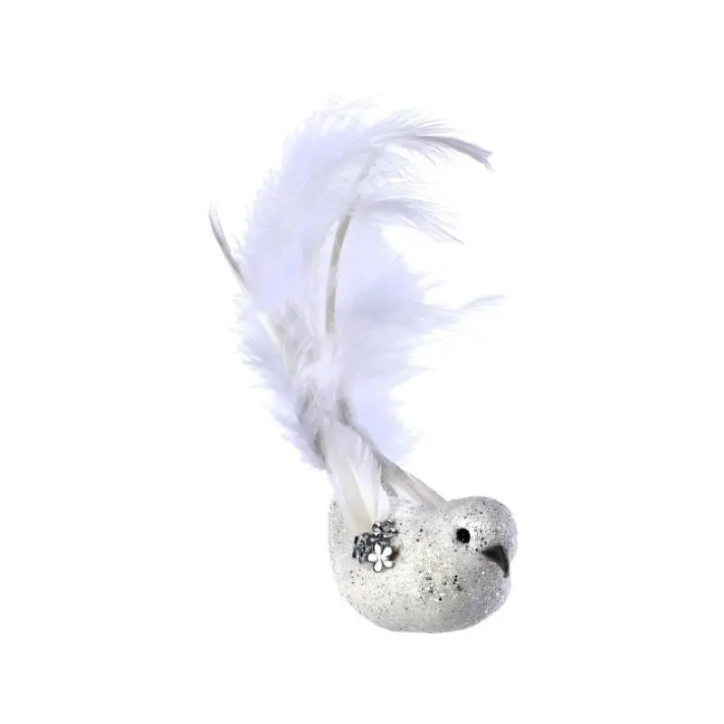 7" Feathered Glitter Bird Clip-On Ornament