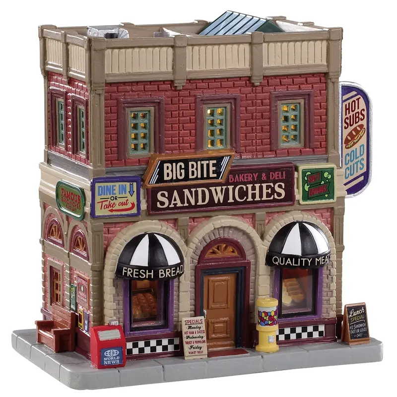 Lemax Jukebox Junction Lighted Building: Big Bite Sandwiches #95495