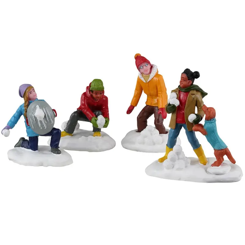 Lemax Vail Village Figurines: Snowball Battles, Set of 4 #32210
