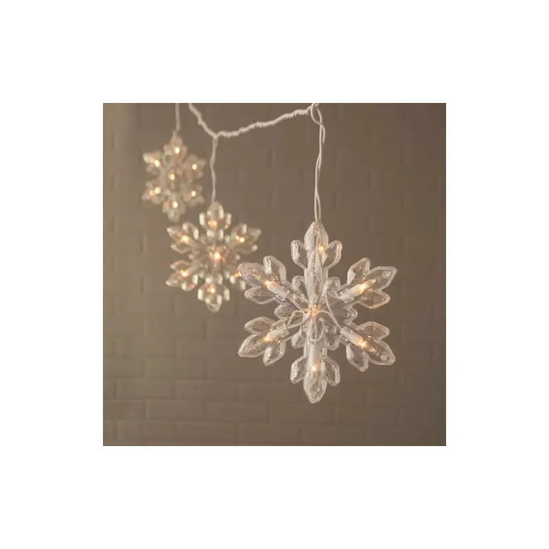 Set of 5 Lighted Frosted Snowflake Lights