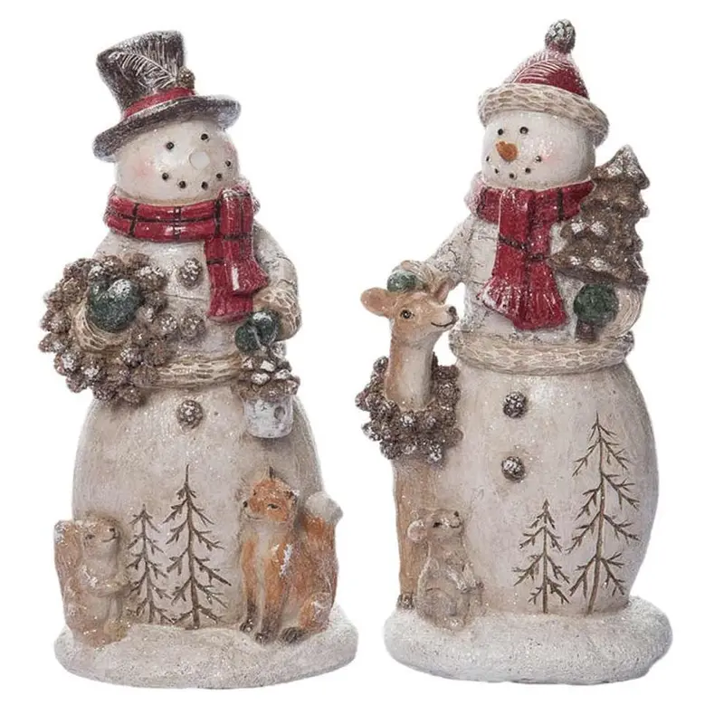12" Resin Forest Snowman Figure