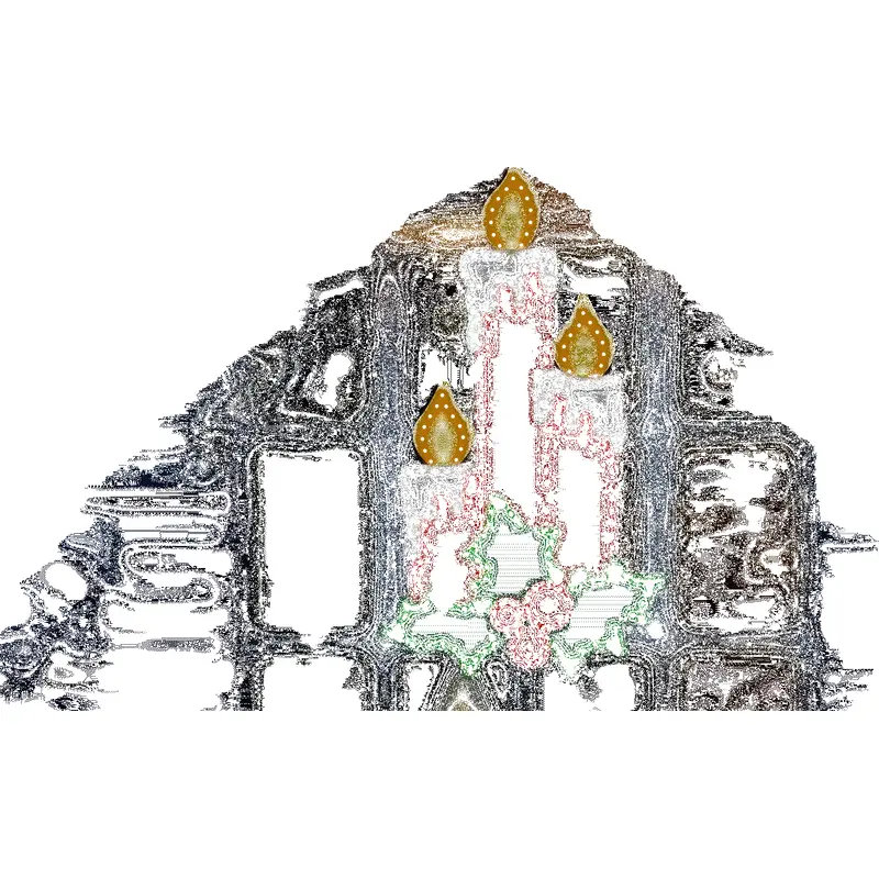 24" Hi-Vibrant LED Candle Trio with Holly Leaves & Berries