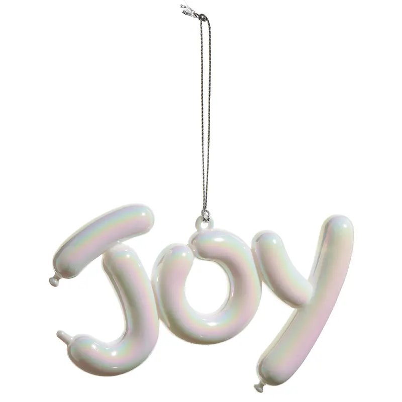 5" White Iridescent Joy Ornament