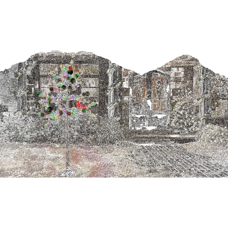 6' Multi-Colored LED Austrian Pine Tree with PE Berries, Pine Cones and Red Cardinal