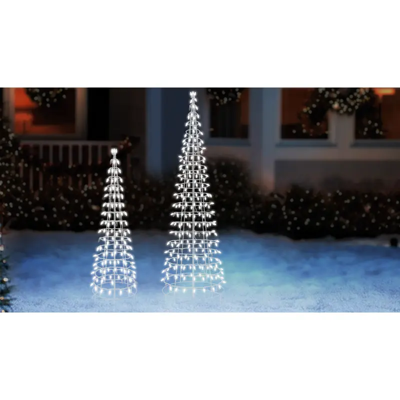 C5 Pure White Twinkling Cone Tree Decoration