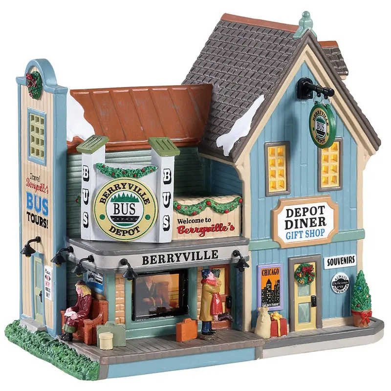 Lemax Harvest Crossing Lighted Building: Berryville Bus Depot #85331