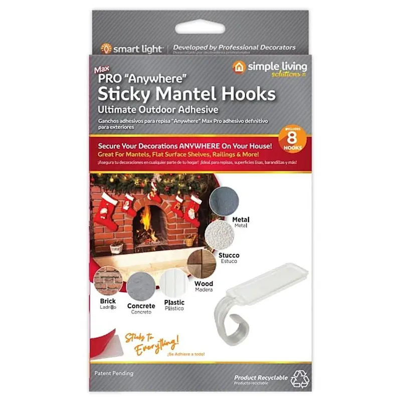 Pro "Anywhere" Mantel Hook Sticky Clip (8-Pack)