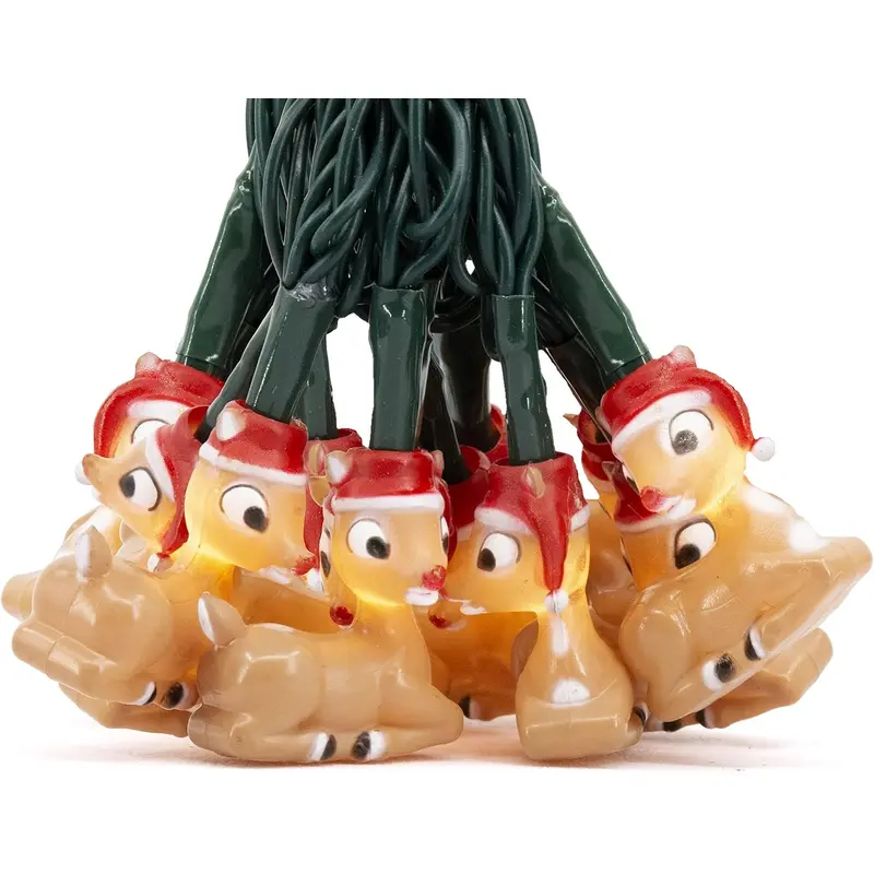 String of 10 Battery-Operated LED Rudolph Lights