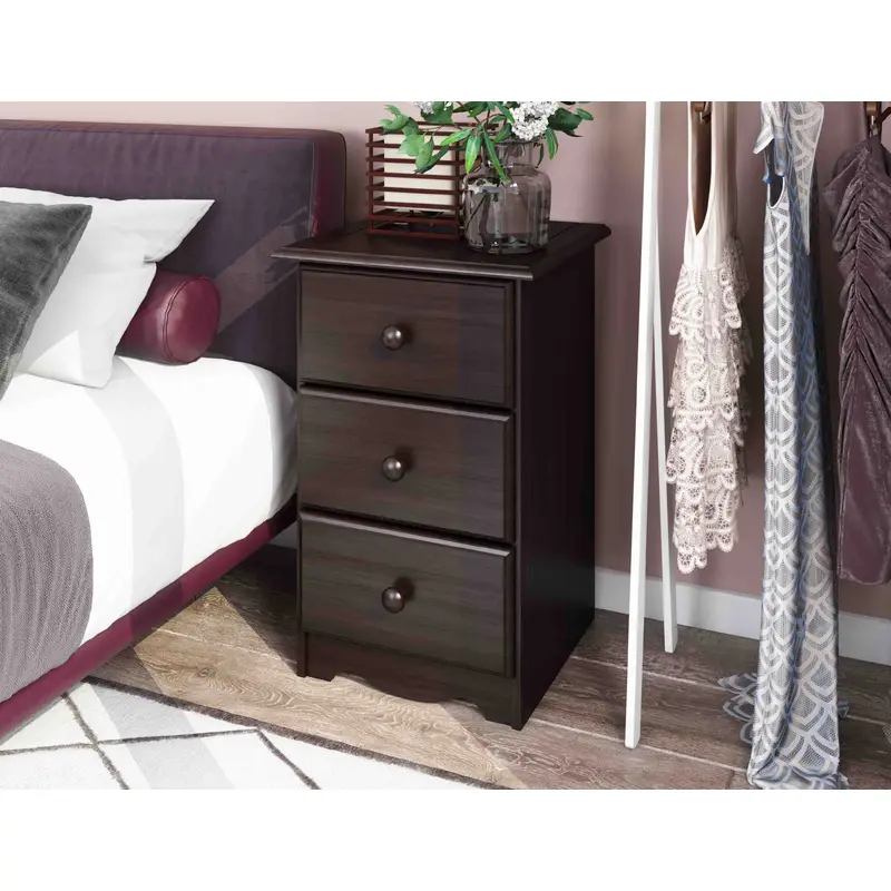 100% Solid Wood 3-Drawer Nightstand