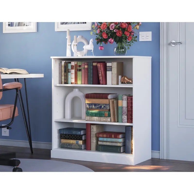 100% Solid Wood 3-Shelf 32" Bookcase, Adjustable Shelves