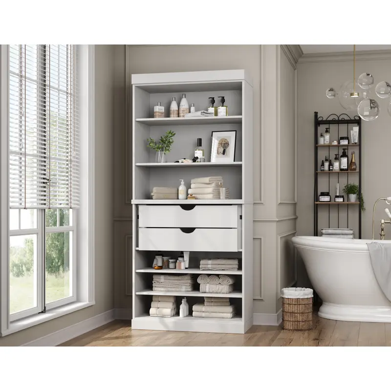 100% Solid Wood 32" Bathroom Cabinet with 2-drawer Set