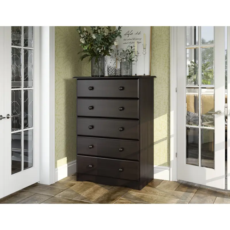 100% Solid Wood 5-Drawer Chest