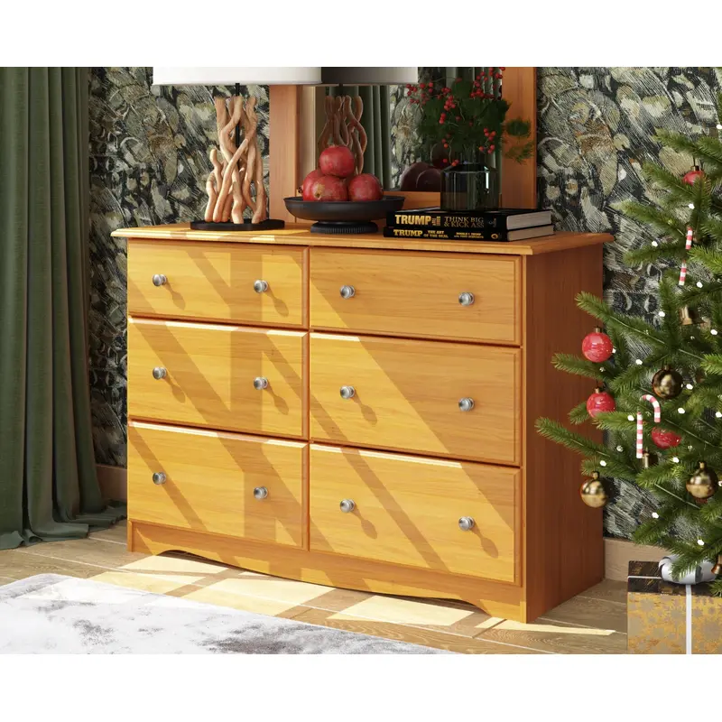100% Solid Wood Double Dresser with Metal Knobs
