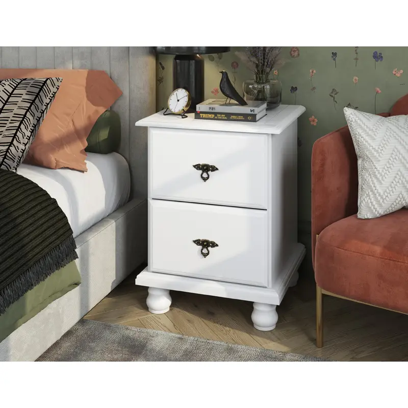 100% Solid Wood Kyle 2-Drawer Nightstand