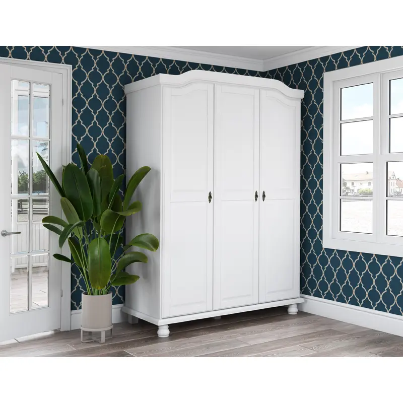 100% Solid Wood Kyle 3-Door Wardrobe Armoire