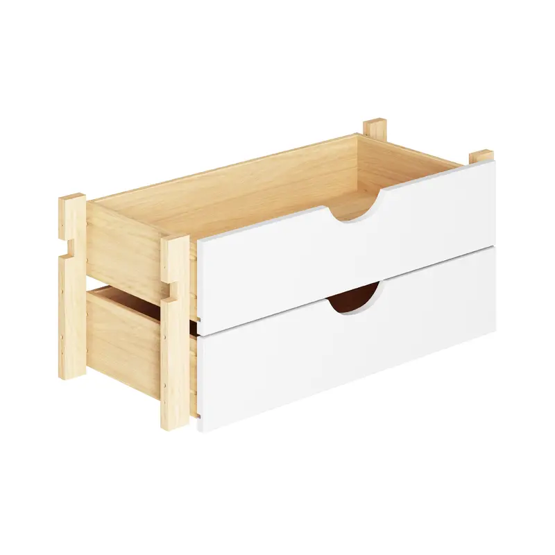 100% Solid Wood Modular 2-Drawer Storage Kit