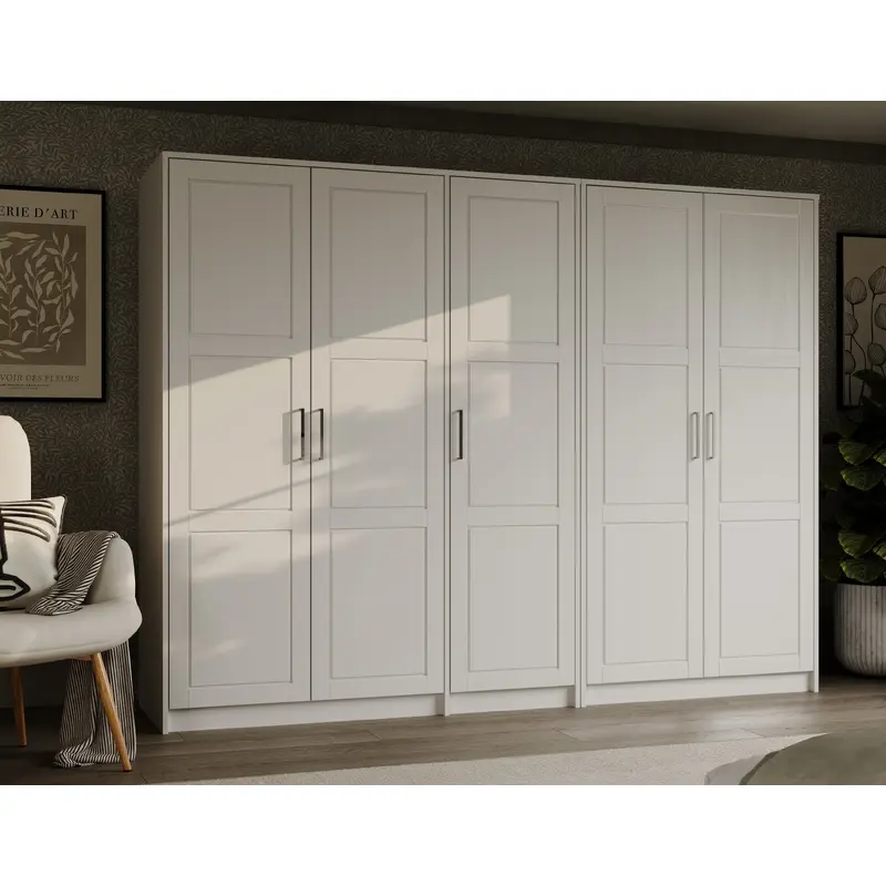 100% Solid Wood Urban 5-Door Wardrobe Armoire