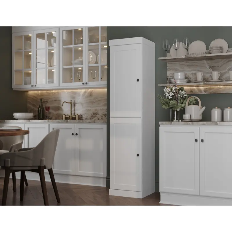 100% Solid Wood 16.5" Pantry Cabinet, 2 Shaker Wood Doors